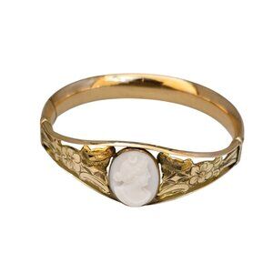 Antique Exceptional Signed W&SB Gold Filled Shell Cameo Bracelet (A8201)